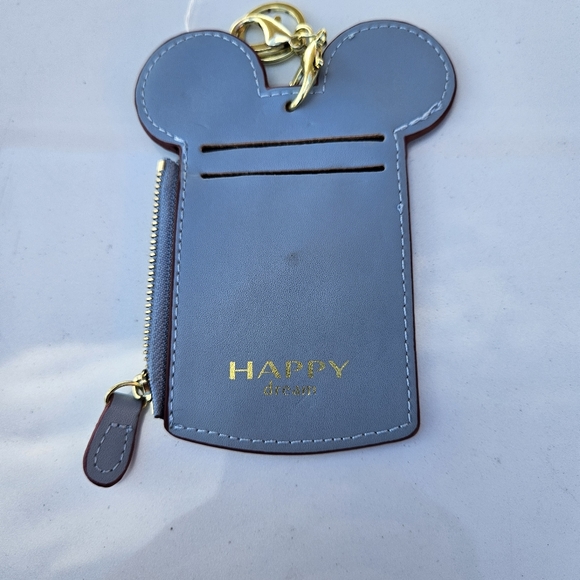 Blue Happy Dream Mickey Mouse Card Holder Keychain Disney - Picture 4 of 4
